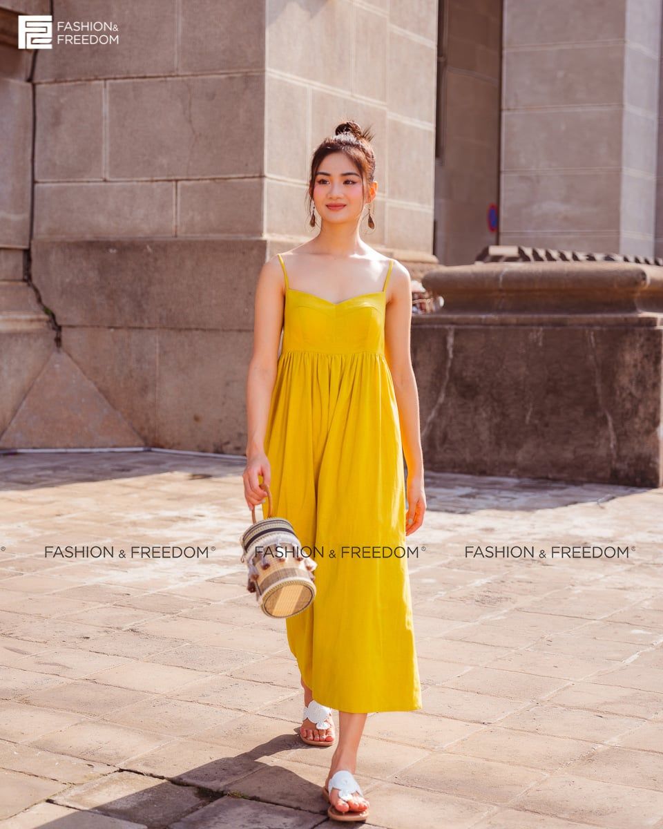 Đầm Linen Vàng Fall Muse