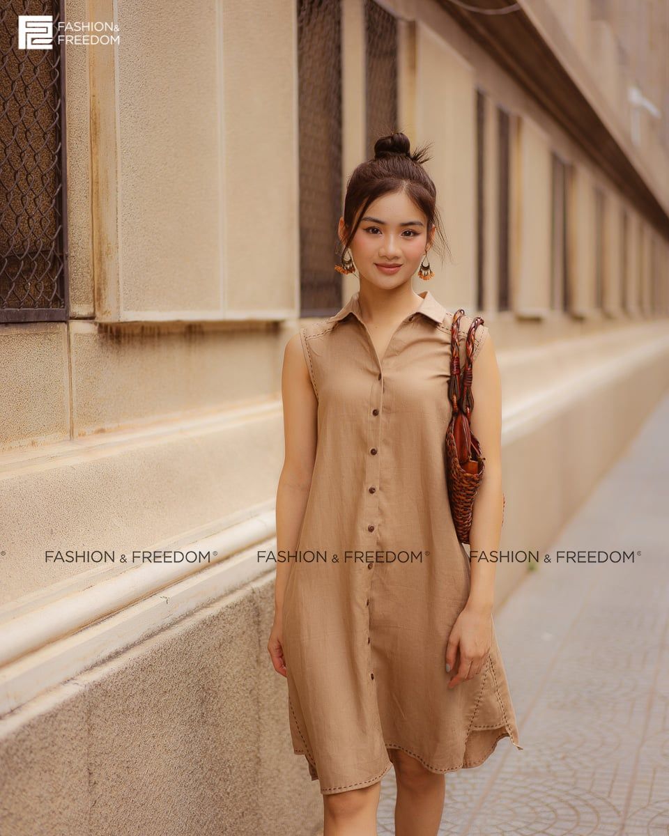 Đầm Linen Nâu Fall Muse