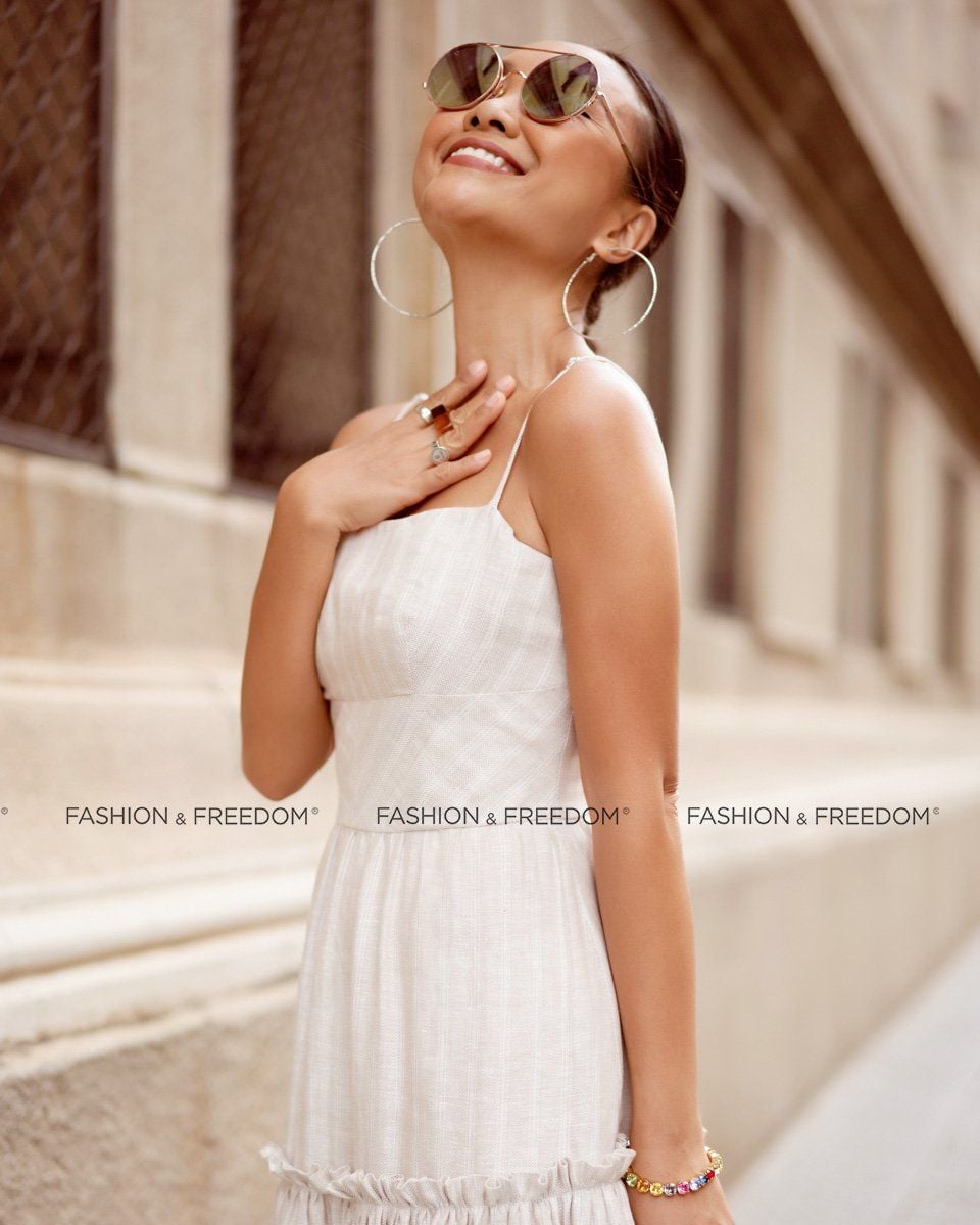 Đầm Linen Kem Sọc Chocolate Fall In Love