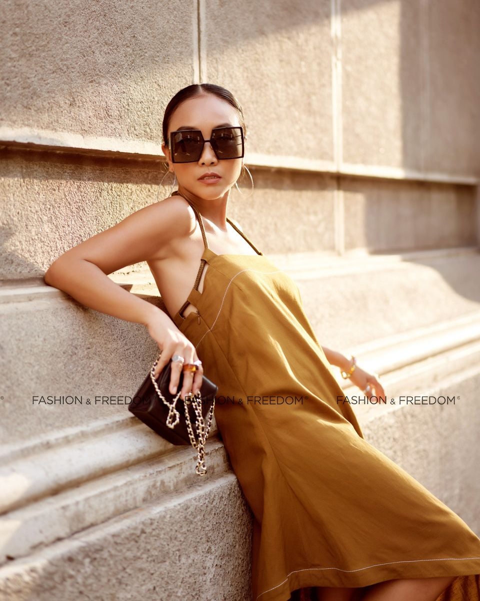 Đầm Linen Vàng Nâu Chocolate Fall In Love