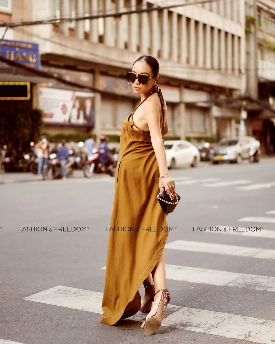 Đầm Linen Vàng Nâu Chocolate Fall In Love