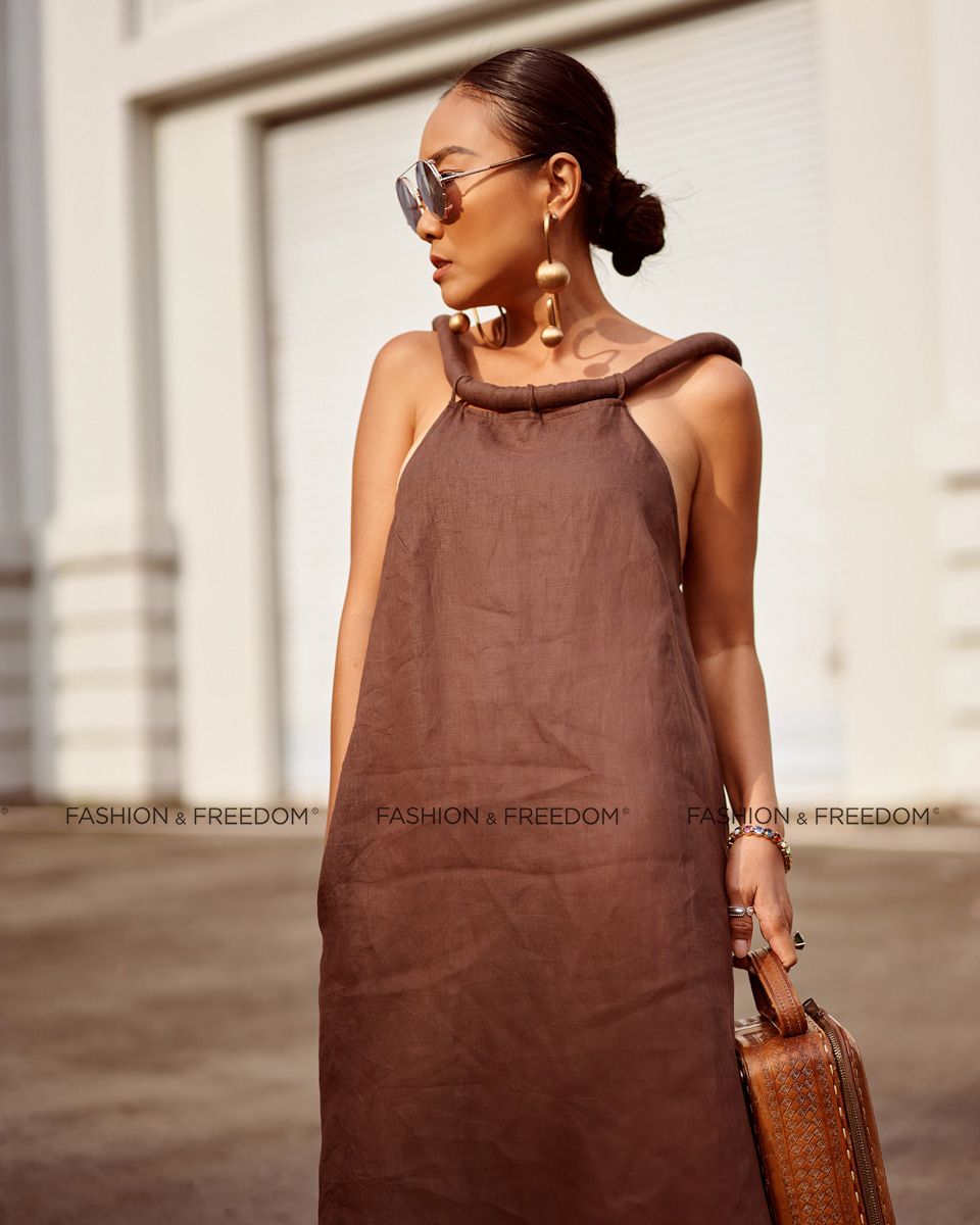 Đầm Linen Nâu Đất Chocolate Fall In Love