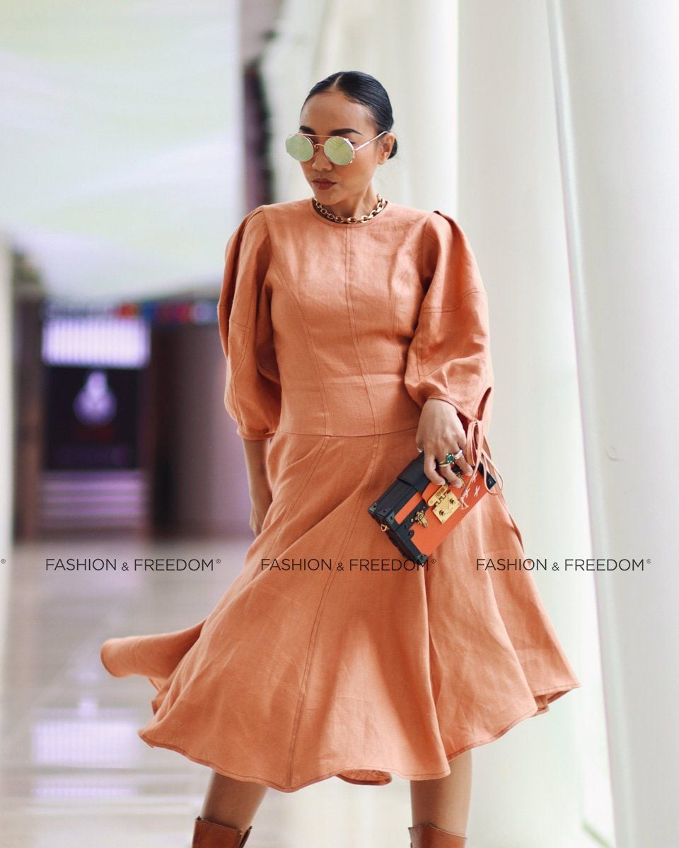 Đầm Linen Cam Đất Chocolate Fall In Love