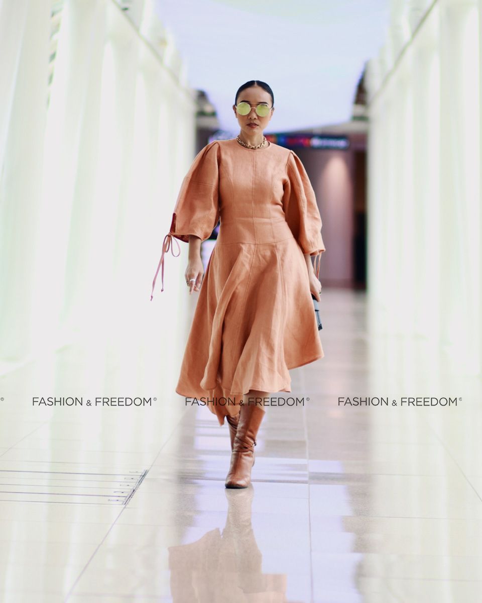 Đầm Linen Cam Đất Chocolate Fall In Love
