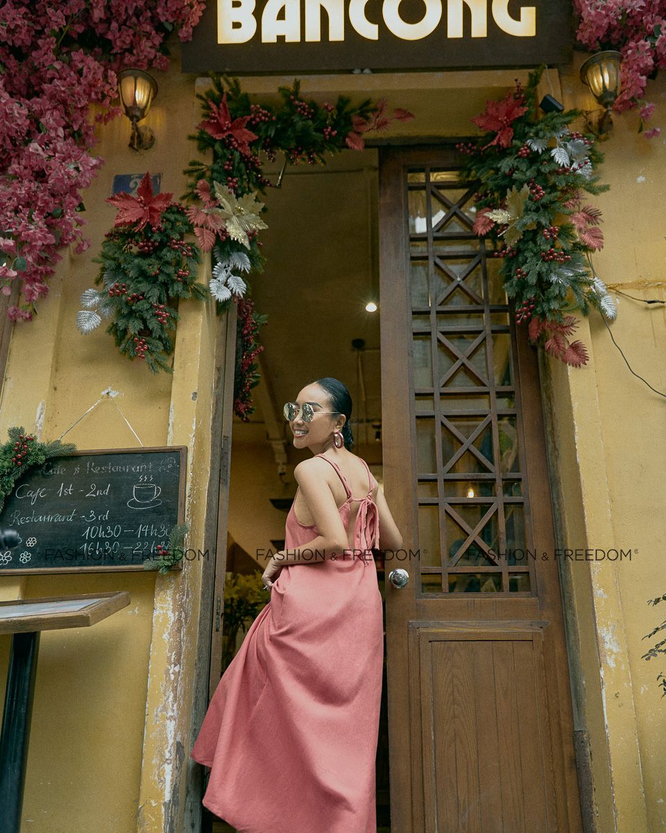 Đầm Linen Hồng Cam  Chocolate Fall In Love