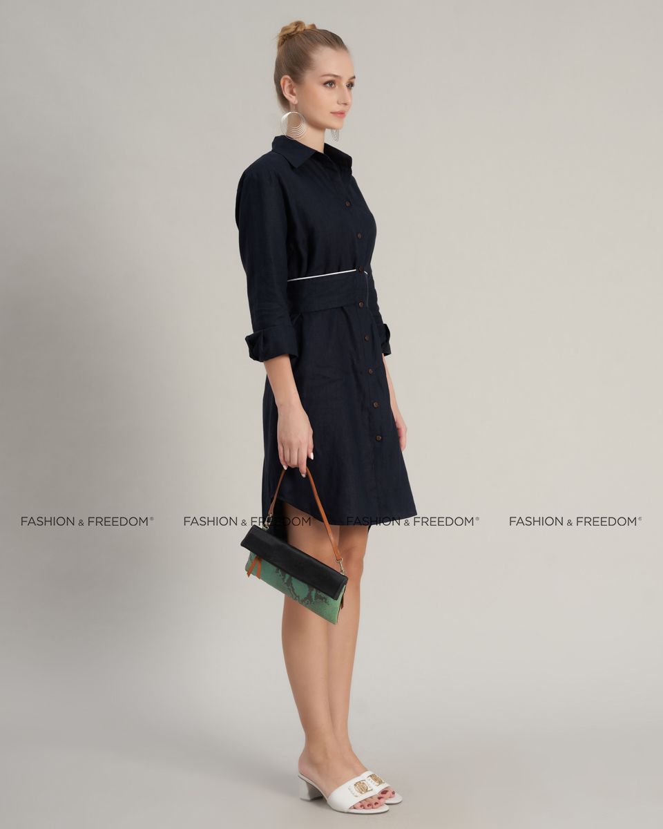 Đầm Nữ Linen Xanh Đen Hello New Day