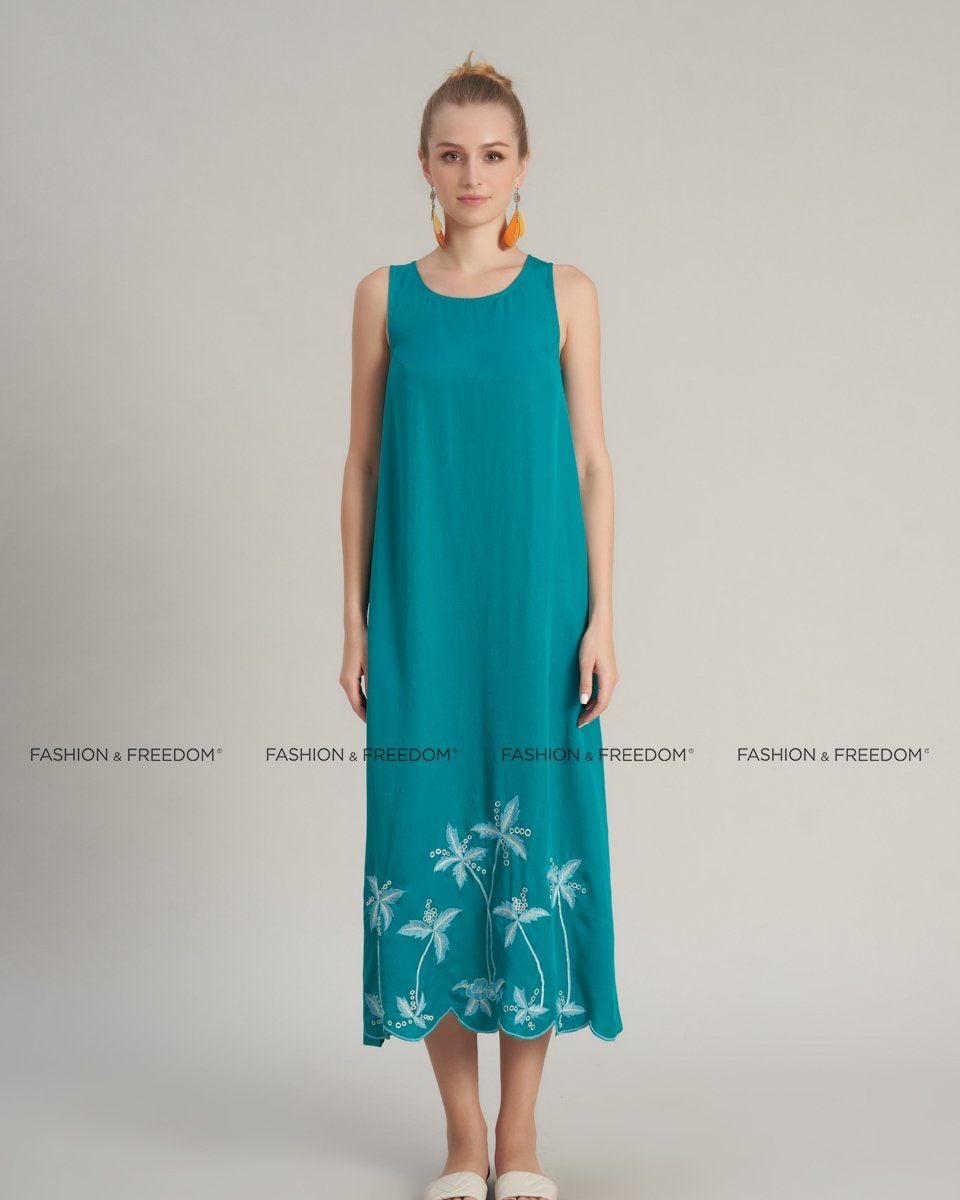 Đầm Nữ Linen Xanh Holiday Vibes