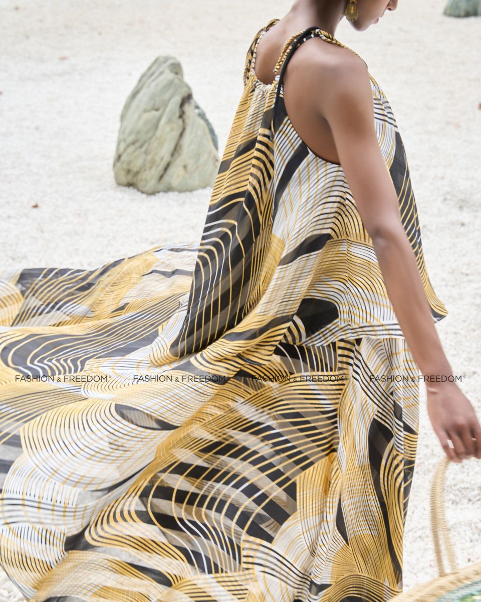 Áo Kiểu Voan Nữ Vàng Đen