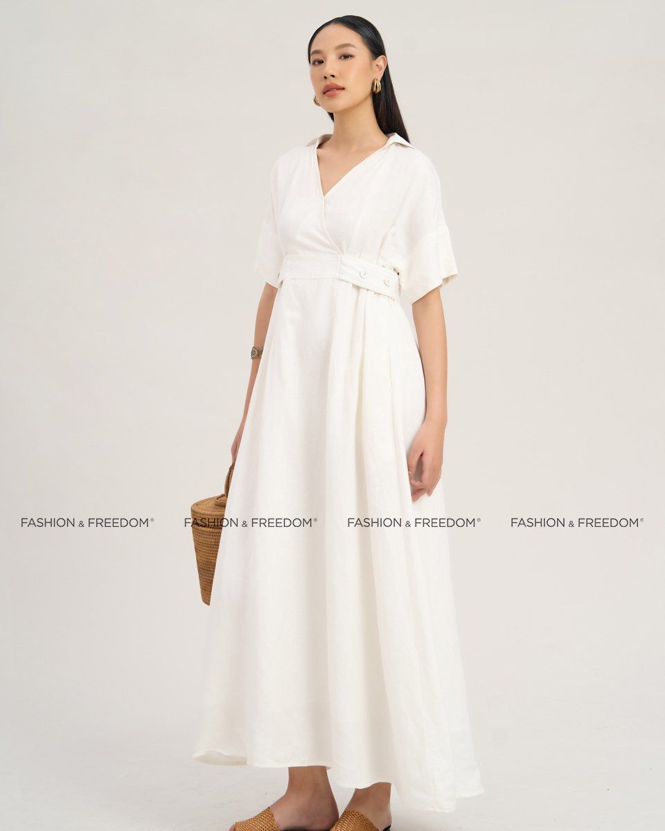 Đầm Linen Nữ Trắng The  Art Of Styling
