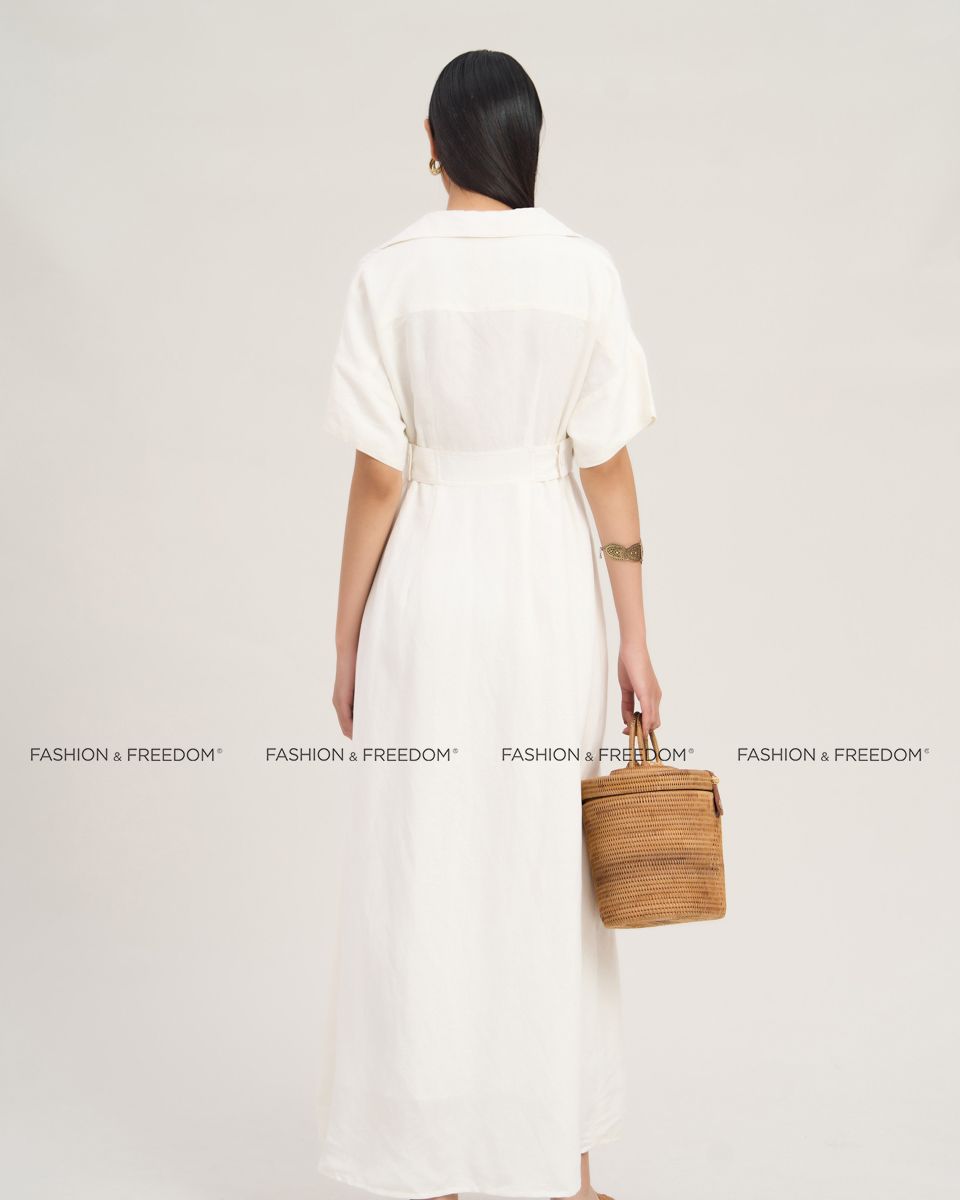 Đầm Linen Nữ Trắng The  Art Of Styling