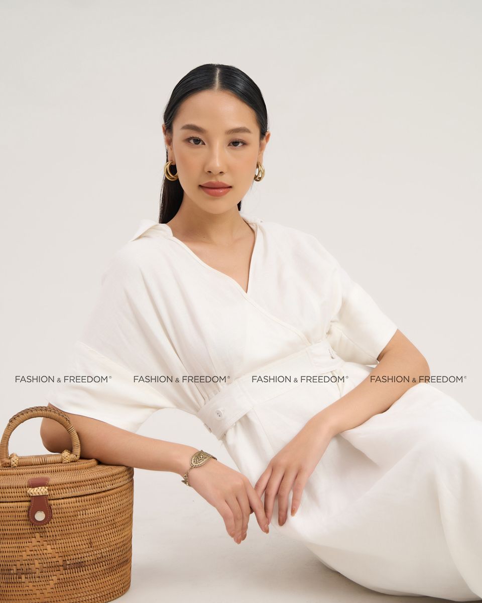 Đầm Linen Nữ Trắng The  Art Of Styling