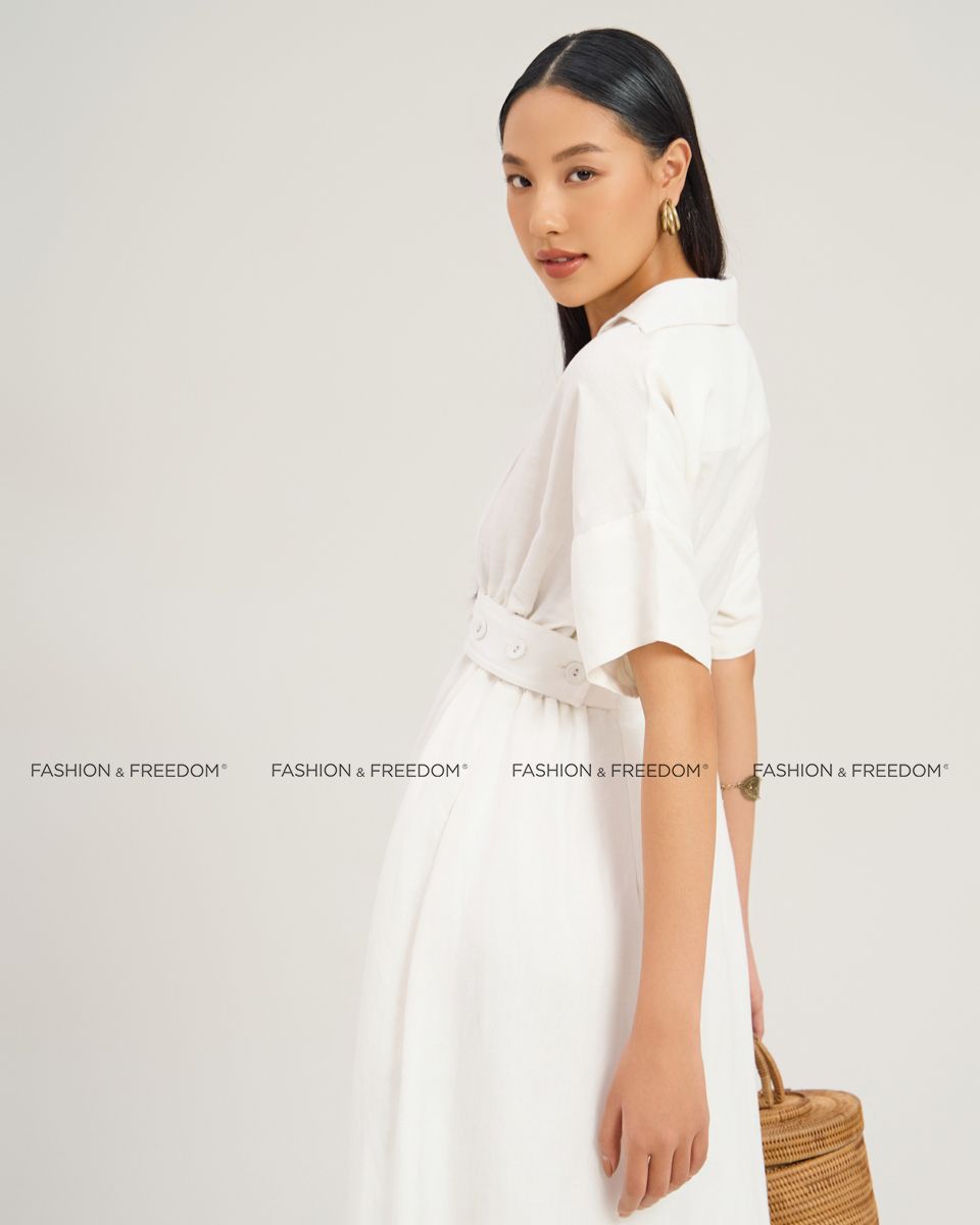 Đầm Linen Nữ Trắng The  Art Of Styling