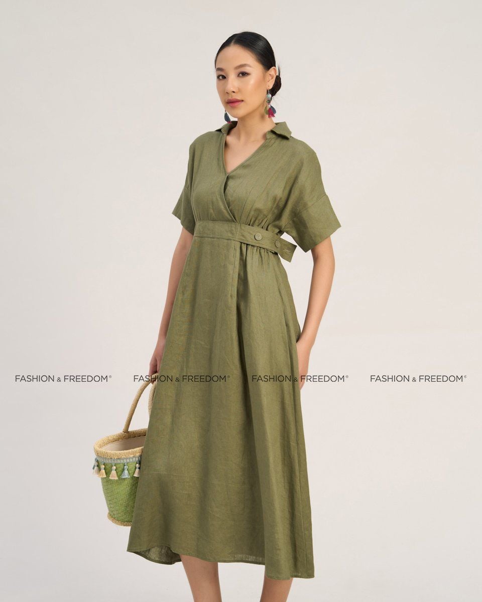 Đầm Linen Nữ Xanh Rêu The  Art Of Styling