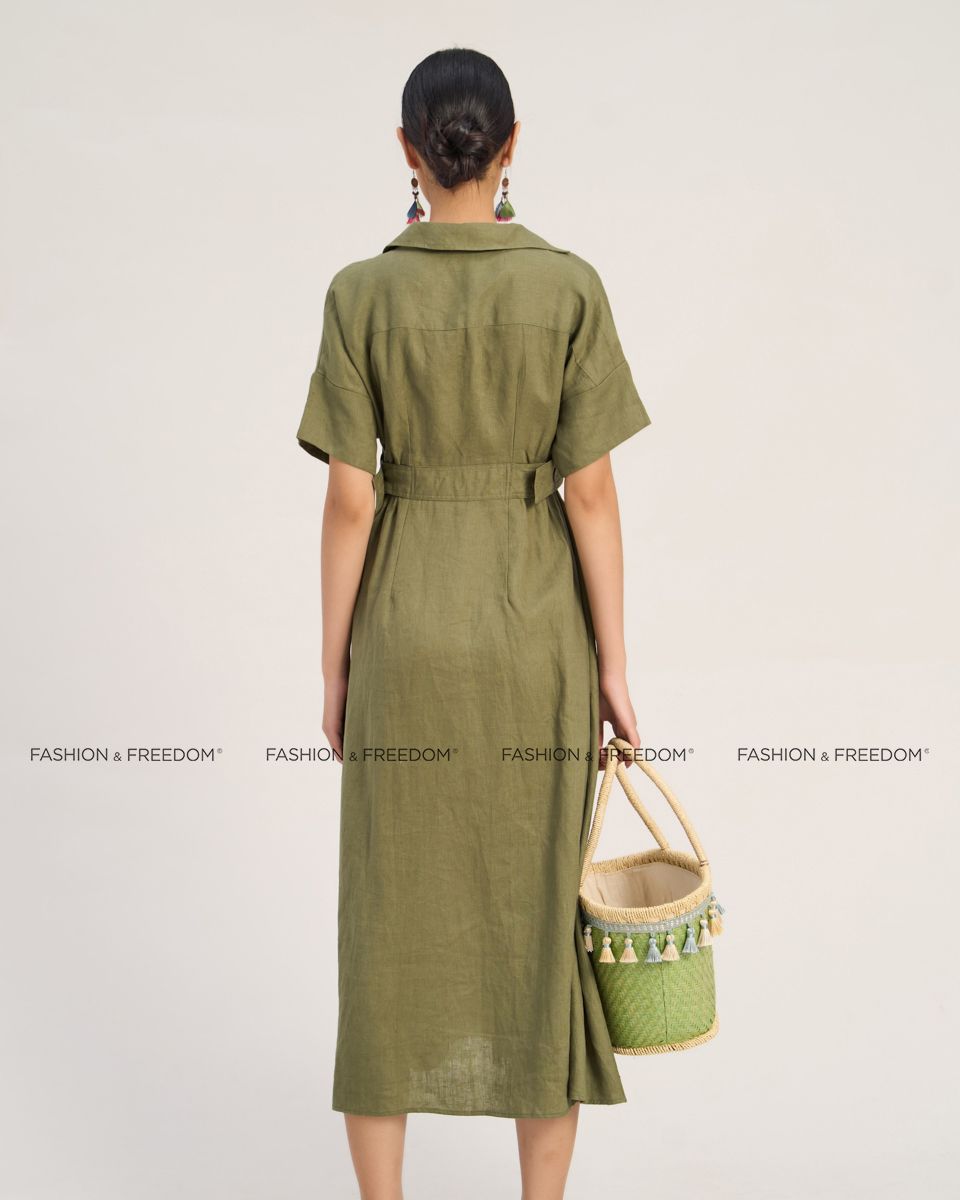 Đầm Linen Nữ Xanh Rêu The  Art Of Styling