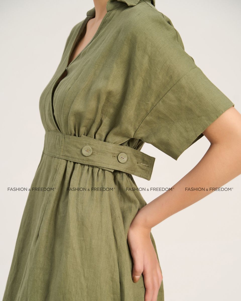 Đầm Linen Nữ Xanh Rêu The  Art Of Styling