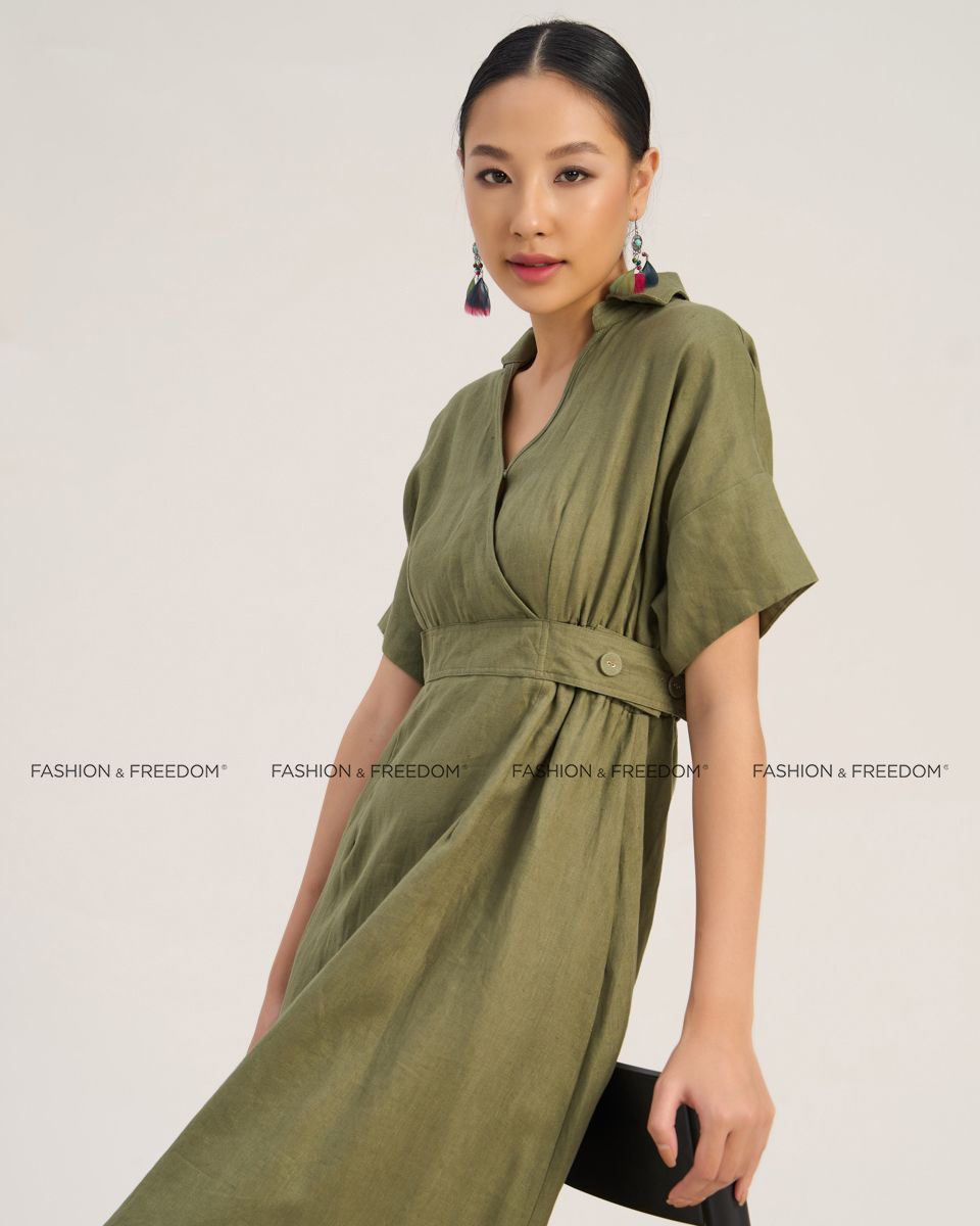 Đầm Linen Nữ Xanh Rêu The  Art Of Styling