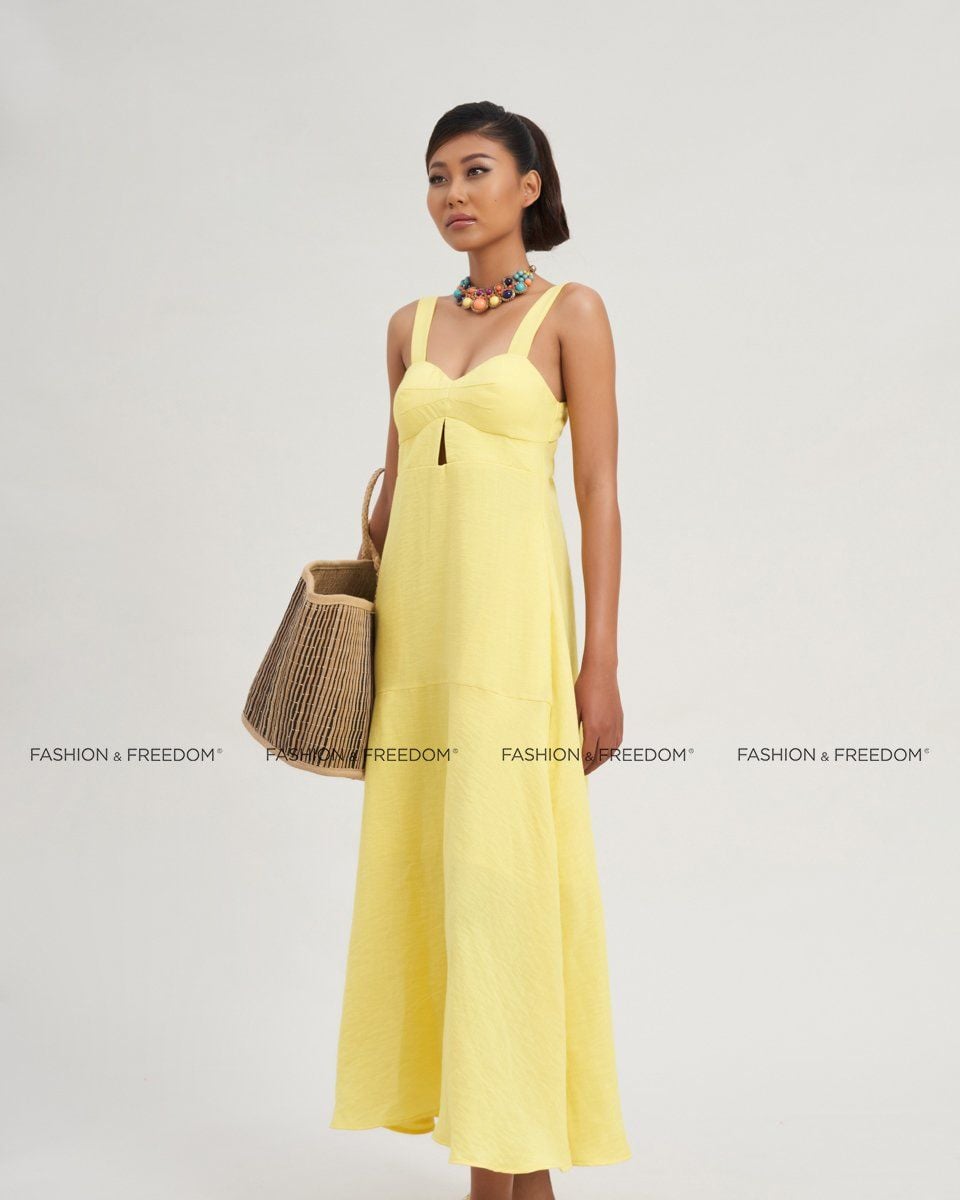 Đầm Nữ Linen Vàng Modern Women