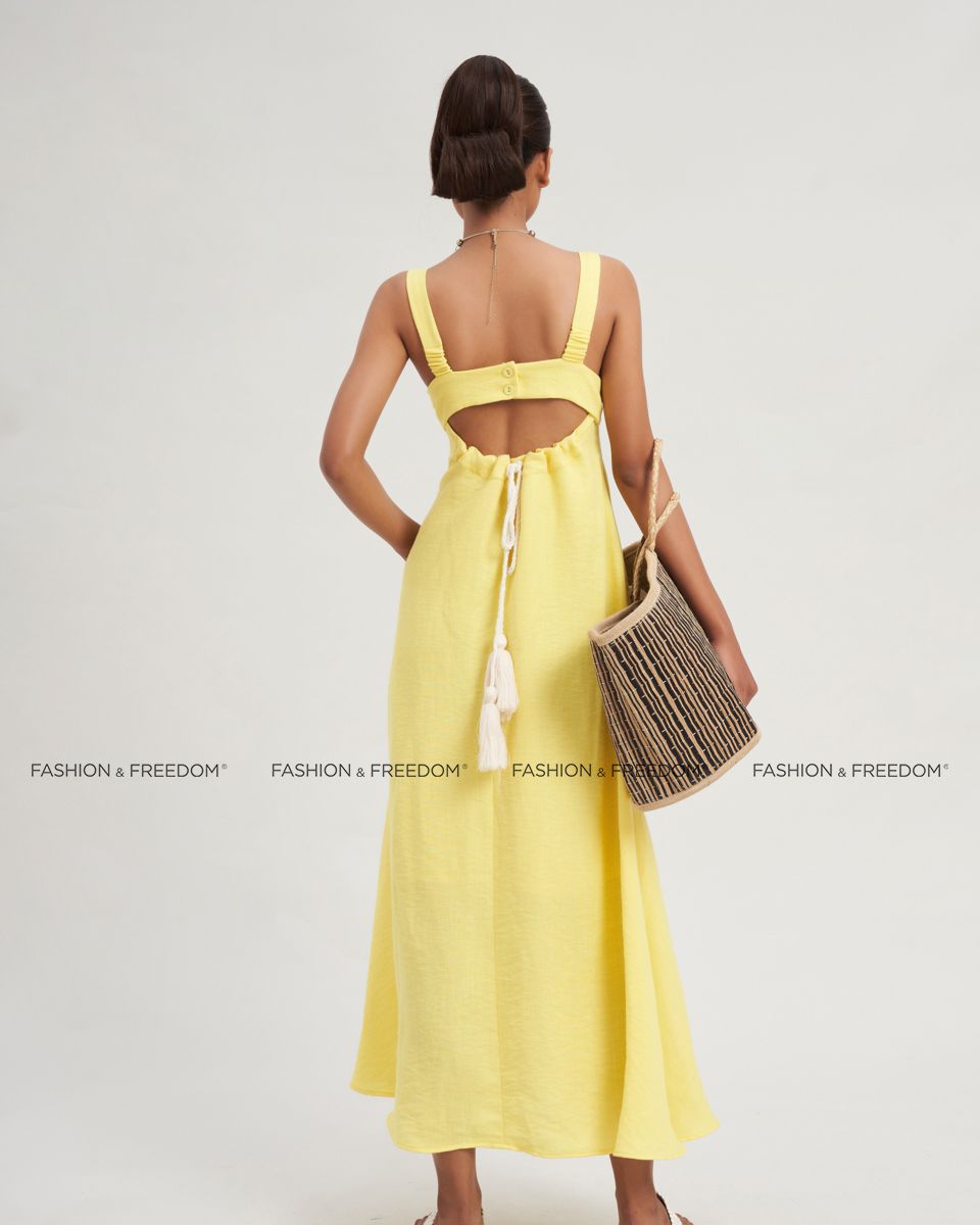 Đầm Nữ Linen Vàng Modern Women