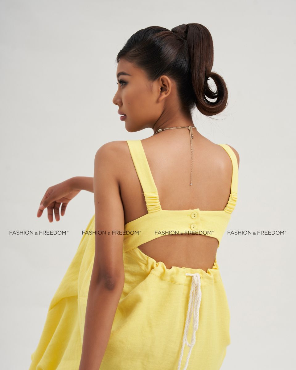 Đầm Nữ Linen Vàng Modern Women