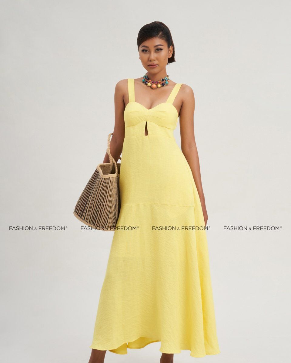 Đầm Nữ Linen Vàng Modern Women