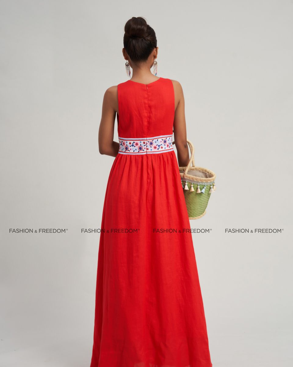 Đầm Nữ Linen Đỏ Cam  Modern Women