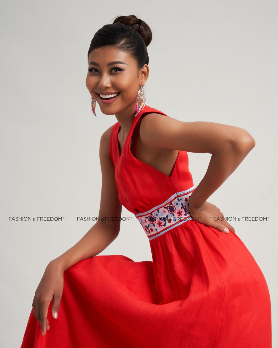 Đầm Nữ Linen Đỏ Cam  Modern Women