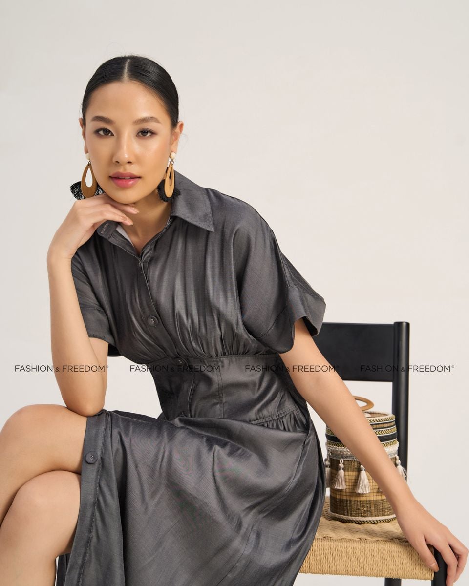 Đầm Lụa Nữ Đen Xám The  Art Of Styling