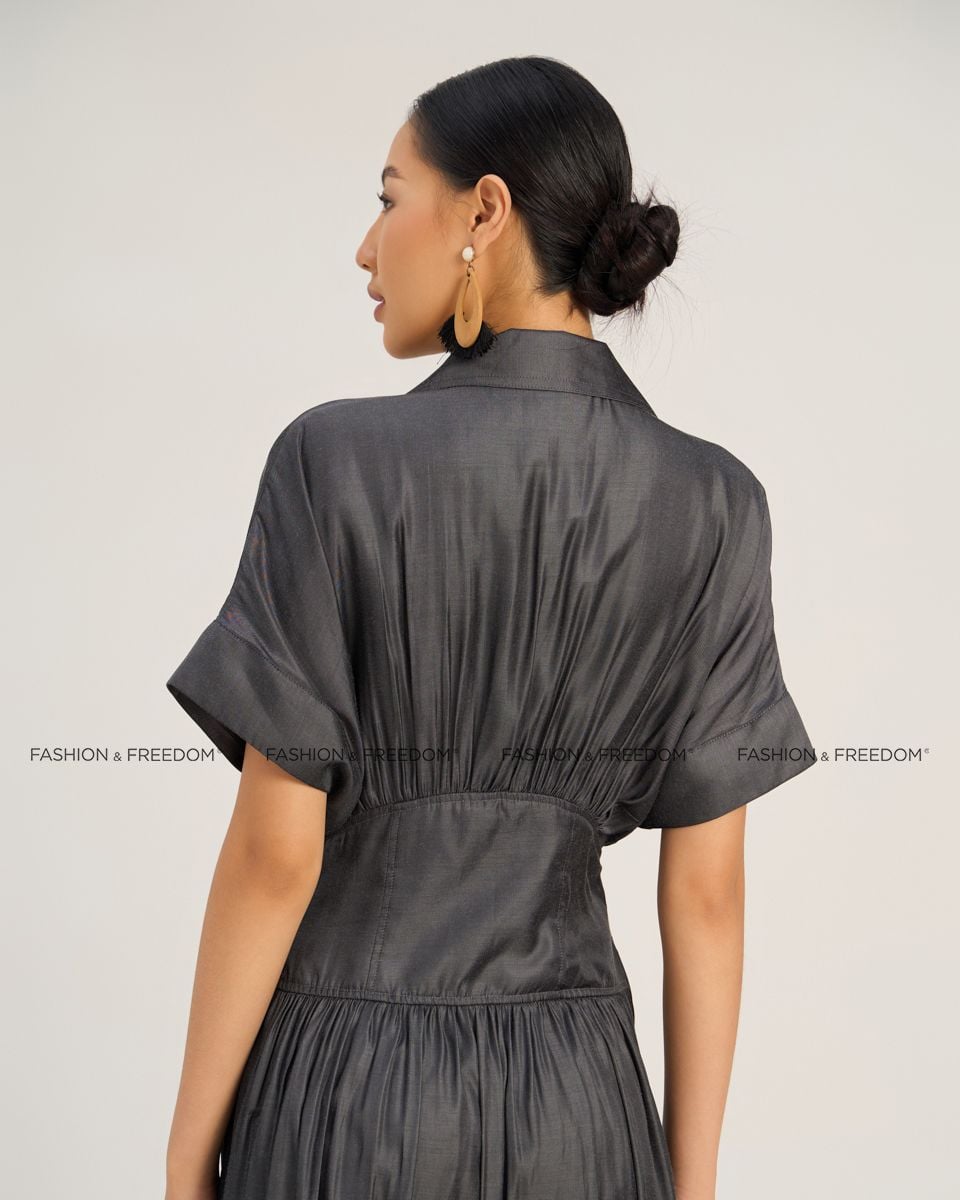 Đầm Lụa Nữ Đen Xám The  Art Of Styling