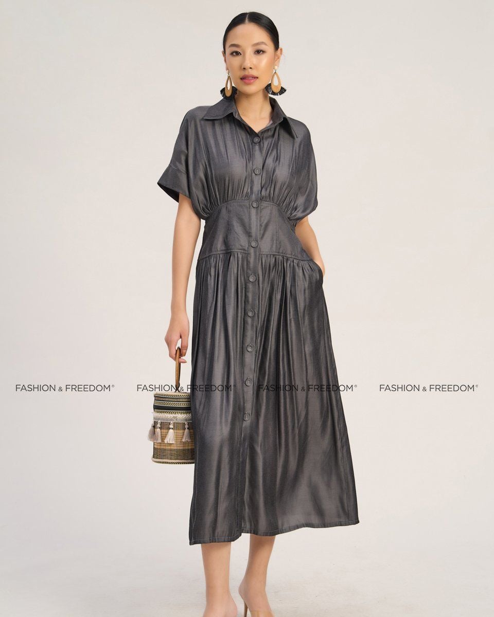 Đầm Lụa Nữ Đen Xám The  Art Of Styling