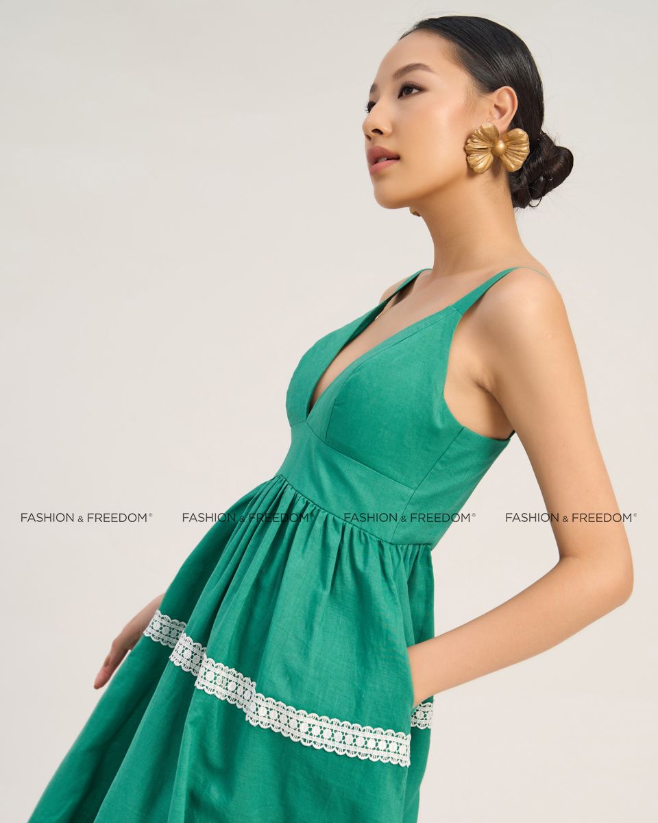 Đầm Nữ Linen Xanh Lá The  Art Of Styling