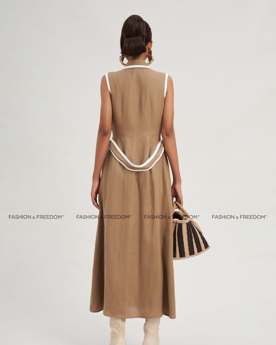Đầm Linen Nữ Nâu Nhạt Modern Women