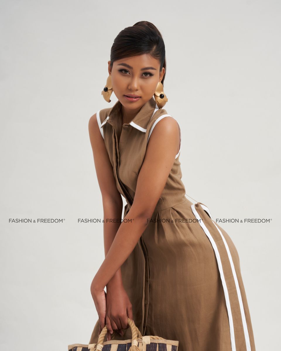 Đầm Linen Nữ Nâu Nhạt Modern Women