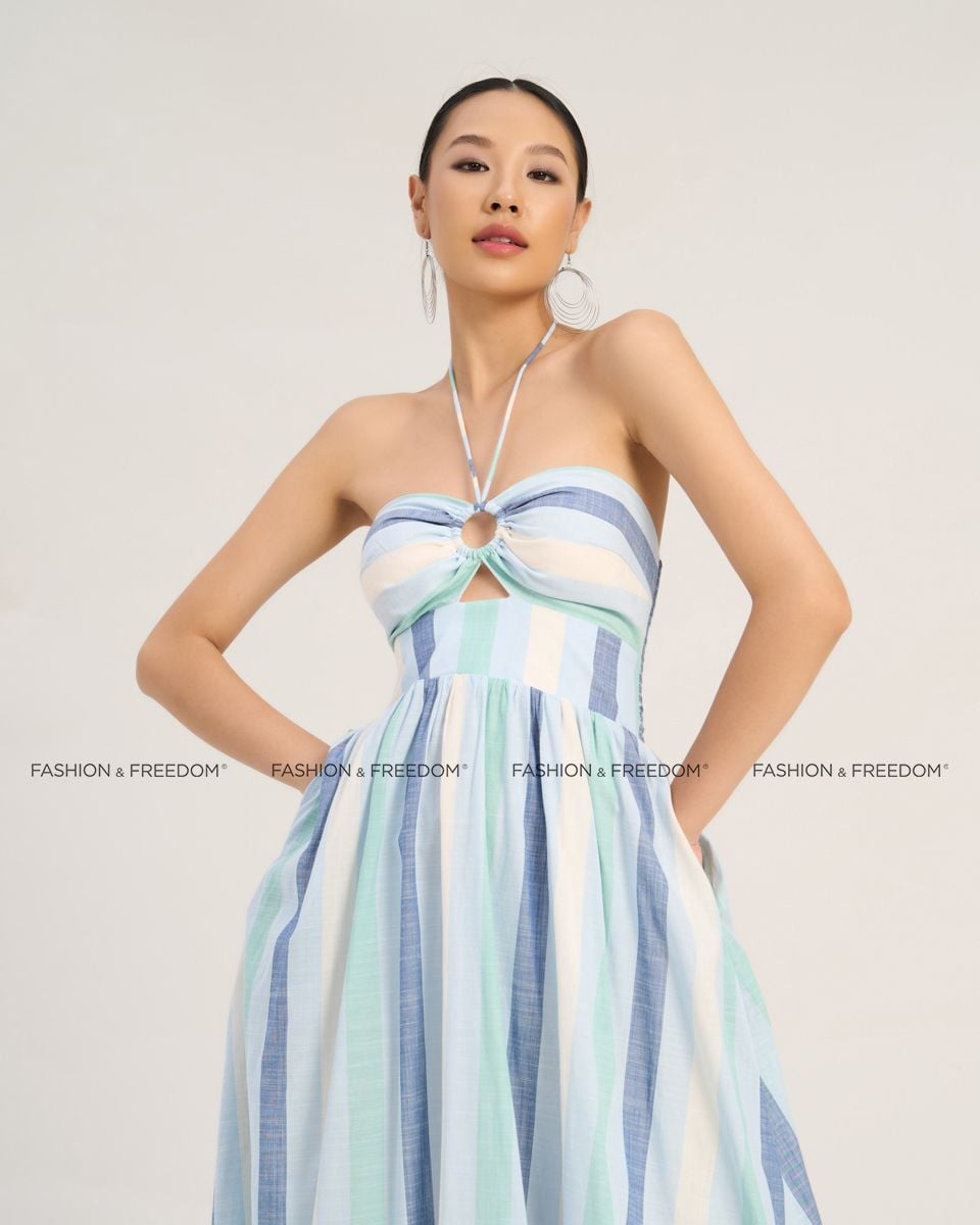 Đầm Nữ Kate Trắng Sọc Xanh The  Art Of Styling