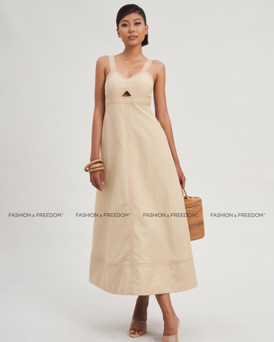 Đầm Linen Nữ Kem Modern Women