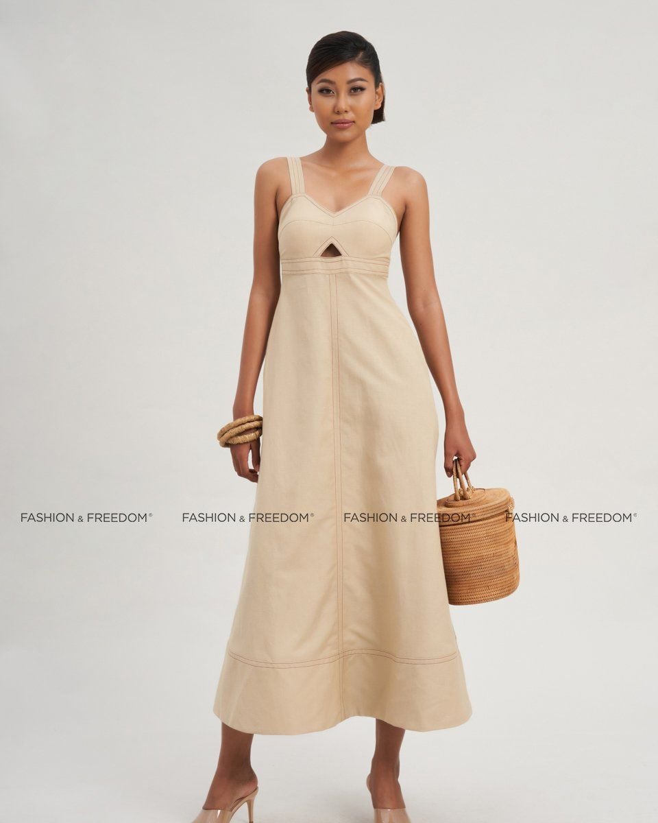 Đầm Linen Nữ Kem Modern Women