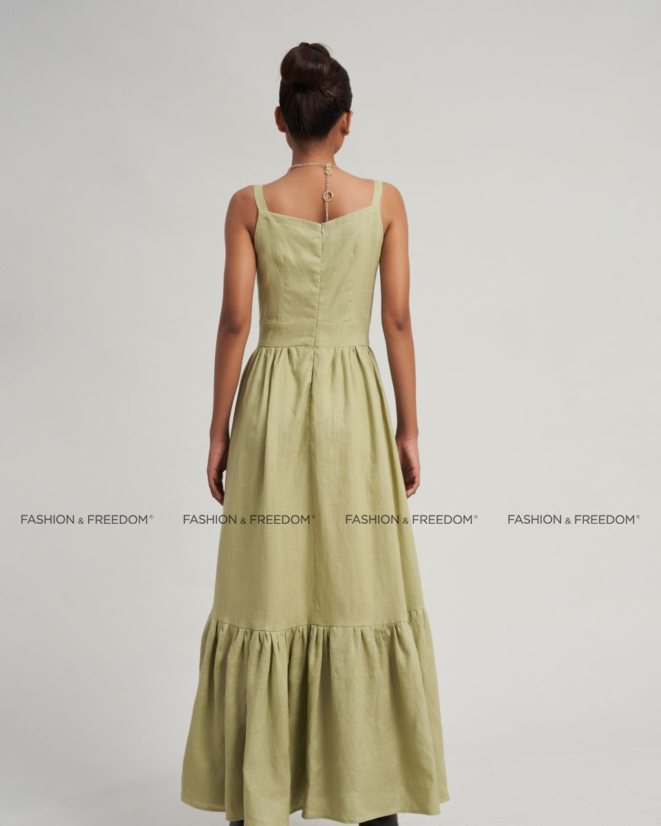 Đầm Linen Nữ Xanh Mạ Modern Women