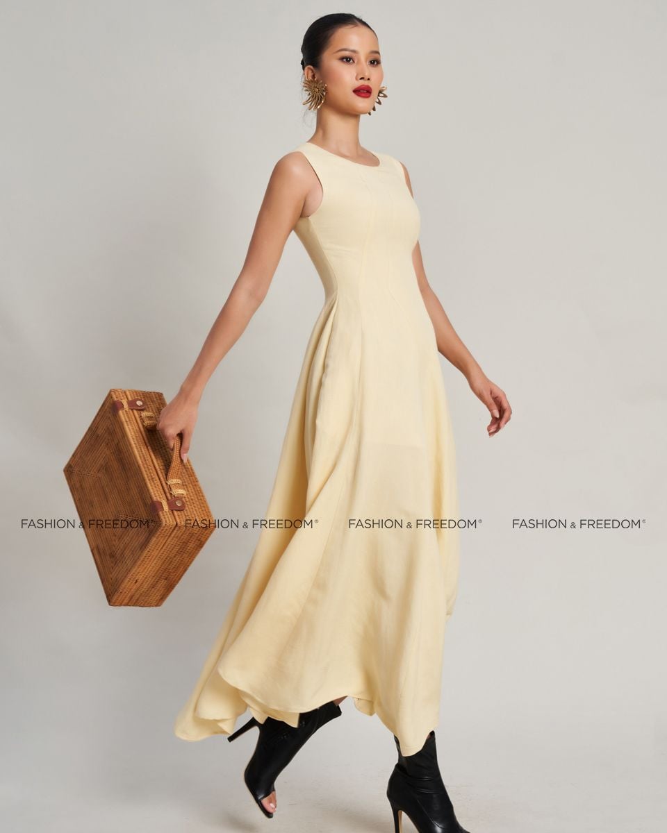 Đầm Linen Nữ Vàng Golden Girl