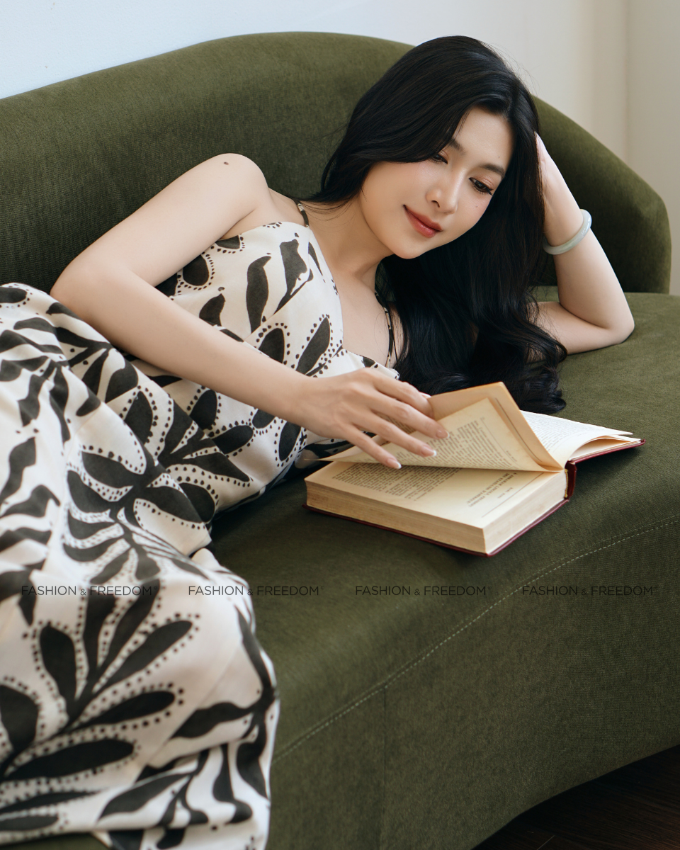 Đầm Lnien Nữ Kem Nâu