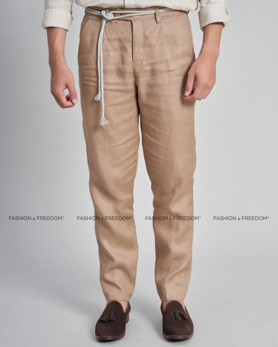 Quần Dài Linen Nam Vàng Kem The New Cool