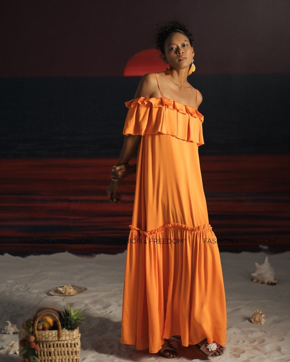 Đầm Lụa Cam Summer Get Away