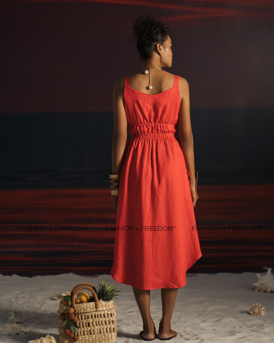 Đầm Linen Đỏ Summer Get Away