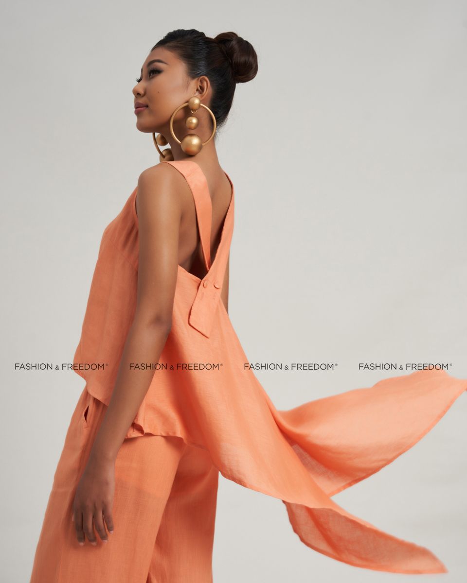 Áo Kiểu Nữ Linen Cam De Soleil