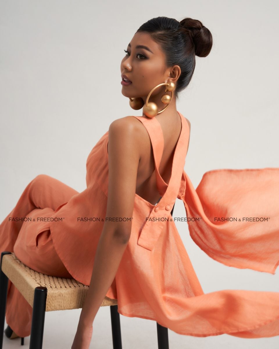 Áo Kiểu Nữ Linen Cam De Soleil