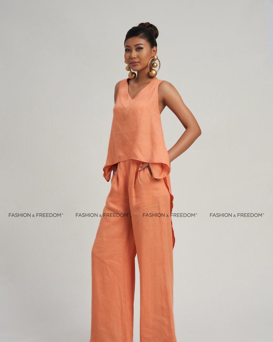 Áo Kiểu Nữ Linen Cam De Soleil