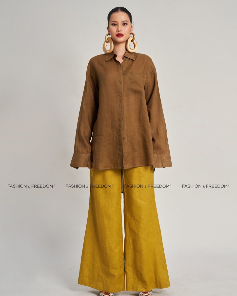 Áo Sơ Mi Linen Dưa Cải City Girl