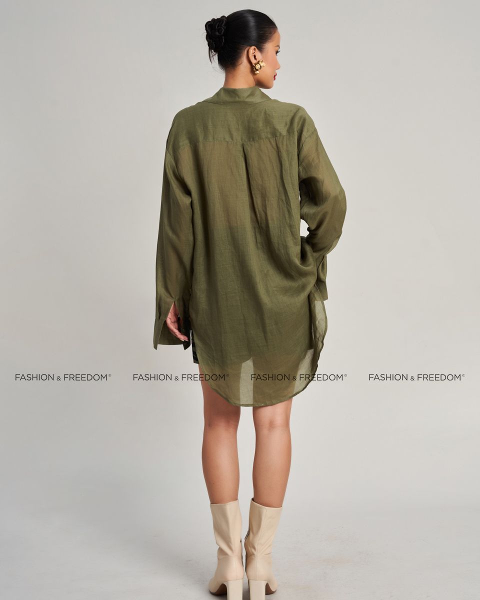 Áo Sơ Mi Linen Xanh Rêu De Soleil