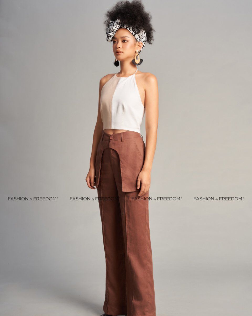 Áo Kiểu Linen Nữ Kem Trắng The Girl In Vogue