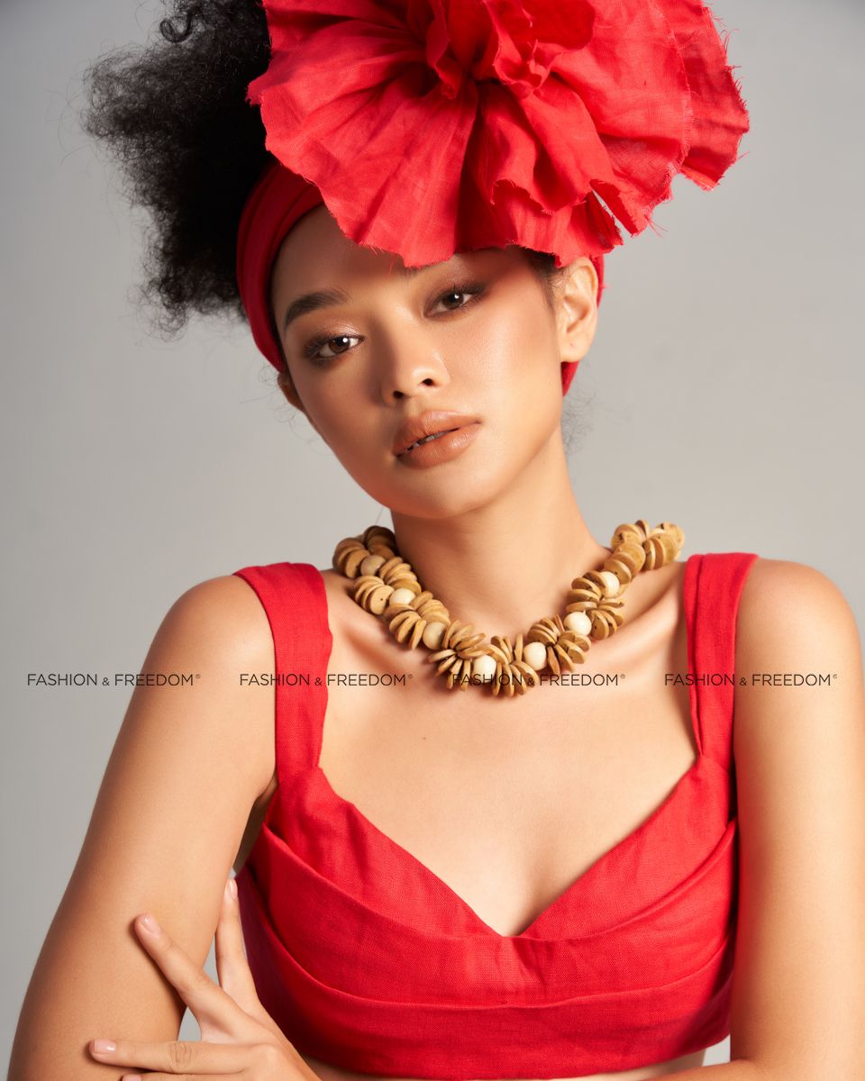 Áo Kiểu Nữ Linen Đỏ De Soleil