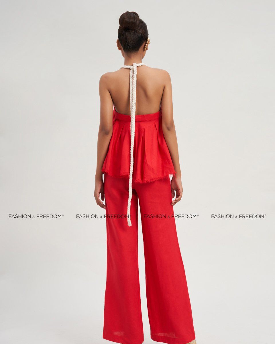 Quần Dài Linen Nữ Đỏ De Soleil