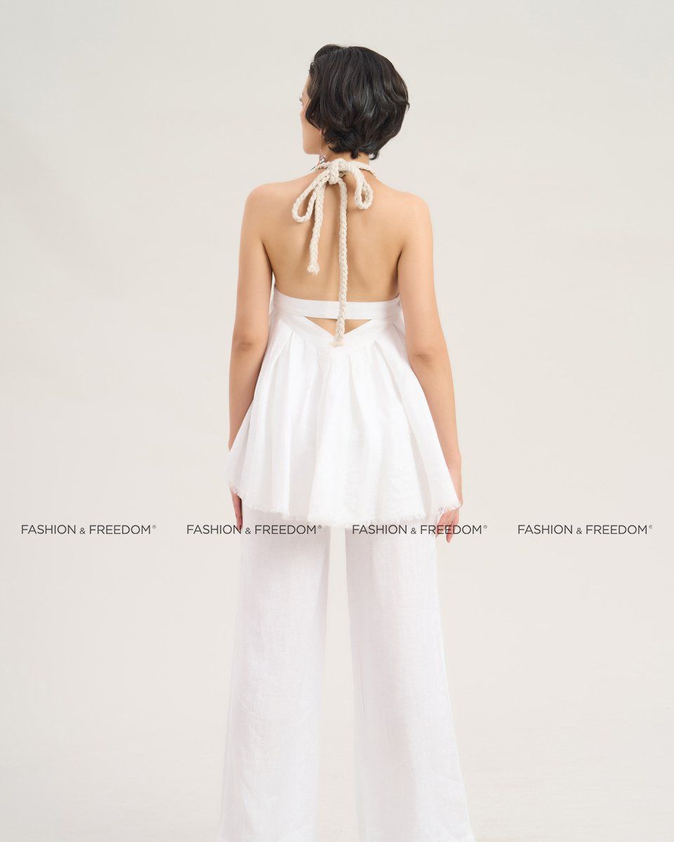 Áo Kiểu Linen Nữ Trắng De Soleil